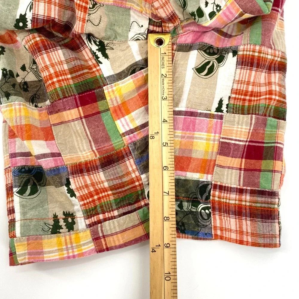Charleston Threads Patchwork Madras Plaid Shorts Mens 36 Multi Color Cotton